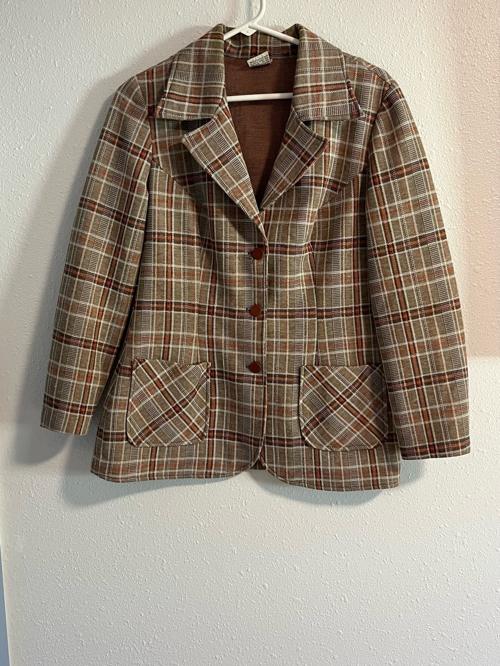 Vintage Tailored Plaid Notch-Collar Blazer Jacket No Tag Measures Size Small